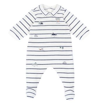 Salopeta bebelusi Chicco din velur, Alb, 00623-69MFCI