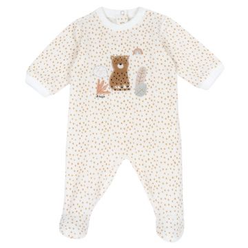 Salopeta bebelusi Chicco din velur, Alb, 00734-69MFCI