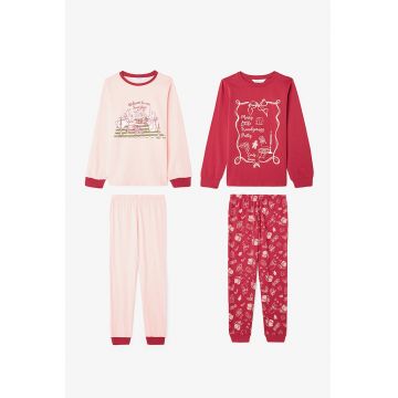 Set de pijama din bumbac cu model - 2 piese