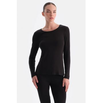 Bluza de pijama cu decolteu rotund - Negru