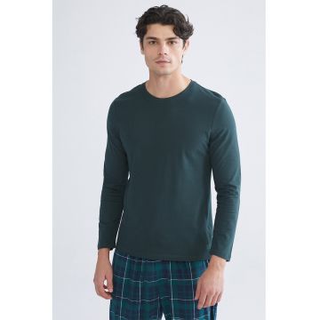 Bluza de pijama de bumbac - Verde/Bleumarin