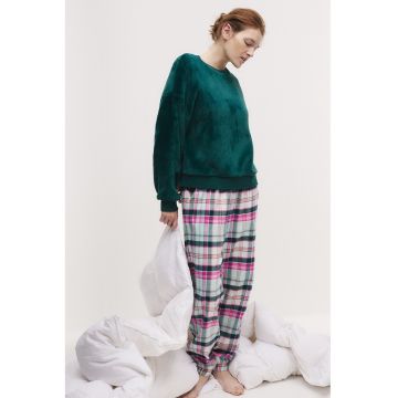 Bluza de pijama din fleece - Verde inchis