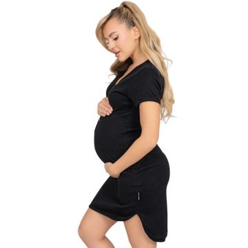 Camasa alaptat, Mona, Din bumbac, Cu capse pe mijloc, Masura S, Black