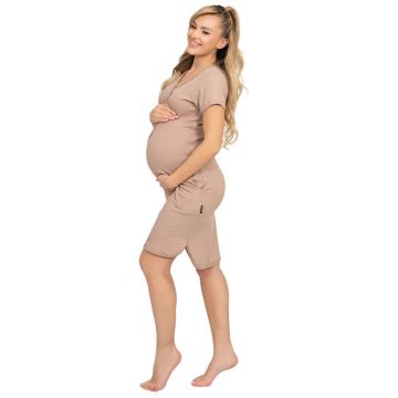 Camasa alaptat, Mona, Din bumbac, Cu capse pe mijloc, Masura S, Cappucino