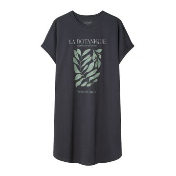 Camasa de noapte dama cu imprimeu cu crengute cu frunze si text - Danna  Floral