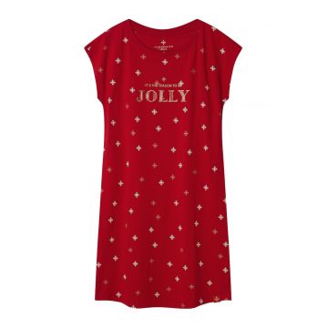 Camasa de noapte dama cu stele aurii si albe si o inscriptie cu elemente stralucitoare pe partea din fata - Dotie  Text