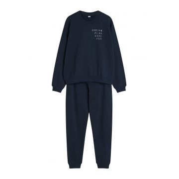 Compleu dama -  bleumarin - bumbac - set bluza si pantalon