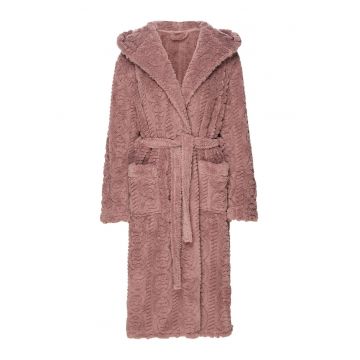 Halat de dama -  cu maneca lunga si gluga - Roz
