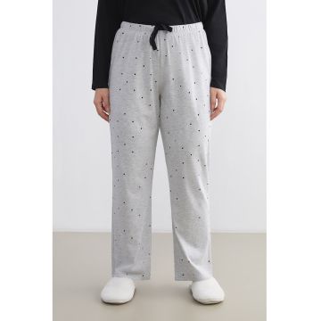 Pantaloni de pijama cu buline - Negru/Gri deschis melange