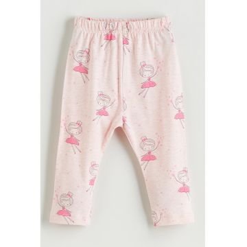 Pantaloni de pijama cu imprimeu si talie elastica - Roz/Roz pal