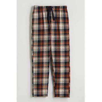 Pantaloni de pijama cu model in carouri - Caramiziu/Alb murdar/Bleumarin