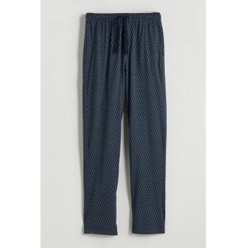 Pantaloni de pijama din bumbac cu imprimeu geometric - Albastru/Gri
