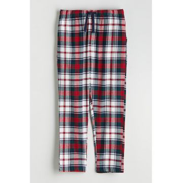 Pantaloni lungi de pijama in carouri - Alb/Verde/Bleumarin