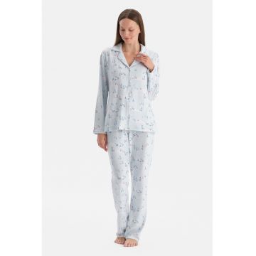 Pijama cu model si snur - Albastru deschis