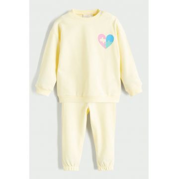 Pijama cu pantaloni lungi din amestec de bumbac - Galben pal/Roz/Albastru