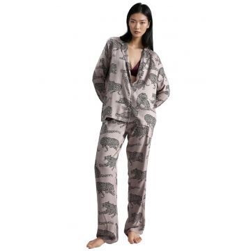 Pijama dama  imprimeu tigru - roz/negru - tricot