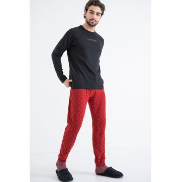 Pijama de bumbac cu decolteu la baza gatului