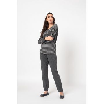 Pijama de bumbac cu imprimeu floral