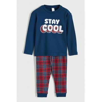 Pijama de bumbac cu model - Rosu/Bleumarin