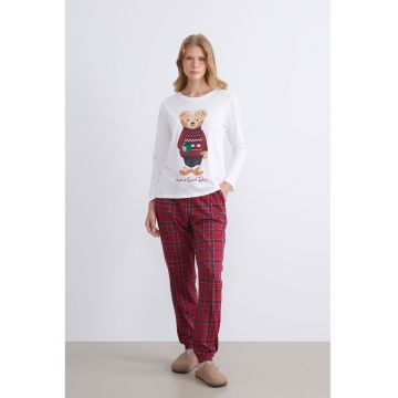 Pijama de bumbac cu pantaloni lungi