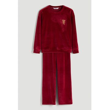 Pijama de catifea cu pantaloni lungi