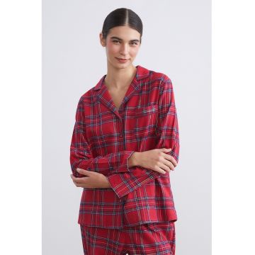 Pijama din amestec de bumbac - Rosu/Albastru