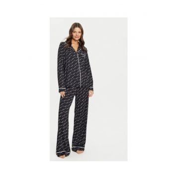 Pijama din amestec de modal cu model logo si evazat