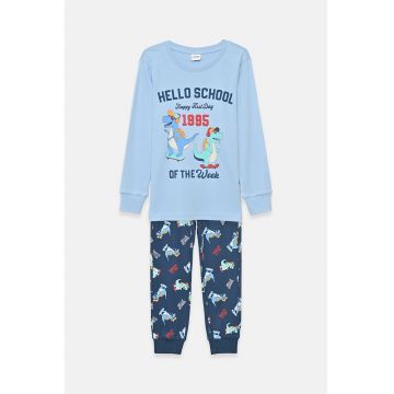 Pijama din bumbac cu imprimeu - Rosu/Albastru inchis/Albastru deschis