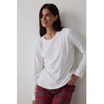 Pijama in carouri cu pantaloni lungi - Visiniu