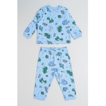 Pijama lunga cu model - Verde/Albastru deschis