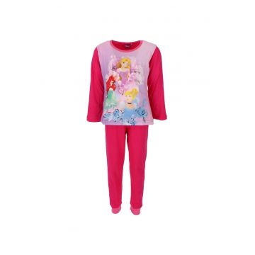 Pijama maneca lunga fete - bumbac - roz/mov - Printesele Disney 14956 - Roz