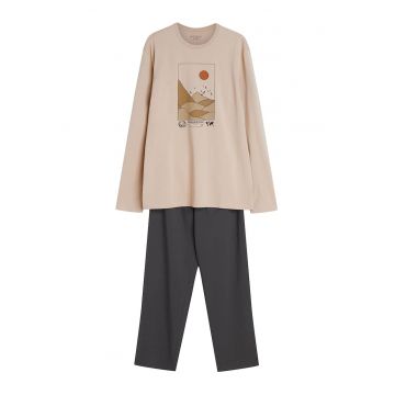 Pijamale confortabile si confortabile pentru barbati - cu un design modern in nuante de bej gri - Luro  Bej