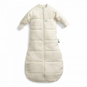 Sac de dormit cu maneci, ErgoPouch, Jersey, 3-12 luni, 6-10 kg, TOG 3.5, Bumbac organic, Fermoar bidirectional, Lavabil la masina, Certificat non-toxic, Premiat in Australia, Bej