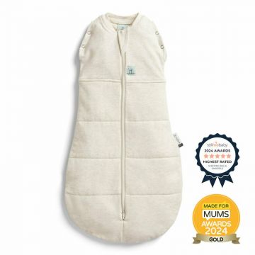 Sistem de infasat si sac de dormit, ErgoPouch, 2 in 1, 0-3 luni, 3-6 kg, TOG 2.5, Bumbac organic, Fermoar bidirectional, Transformabil, Lavabil la masina, Certificat non-toxic, Premiat in Australia, Bej