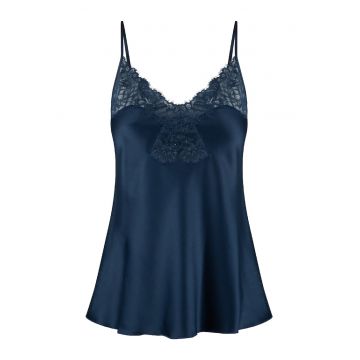 Top de pijama cu decolteu in V si insertii din dantela