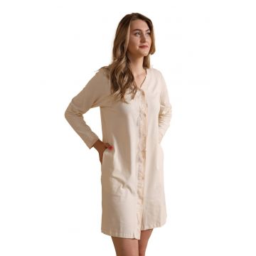 Camasa de noapte dame din bumbac -Bej -Bumbacel