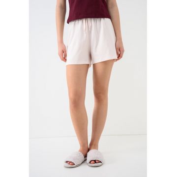 Pantaloni scurti de pijama cu snur de ajustare - Roz pal