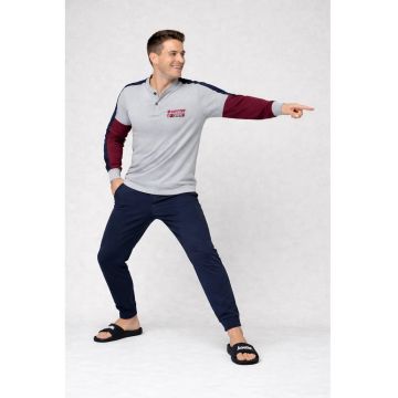 Pijama barbati  LP2122 - set 2 piese - bumbac - Gri