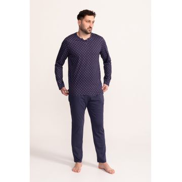 Pijama cu maneci lungi Oliver - Rosu/Bleumarin