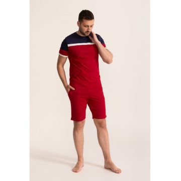 Pijama cu maneci scurte Miles - Rosu/Bleumarin