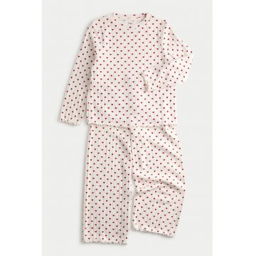 Pijama cu model cu inimi - Rosu/Alb