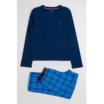 Pijama cu pantaloni din flanel cu model in carouri - Albastru