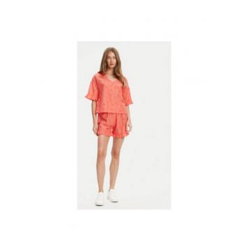 Pijama dama  4SHX3P03X - Bumbac - Rosu