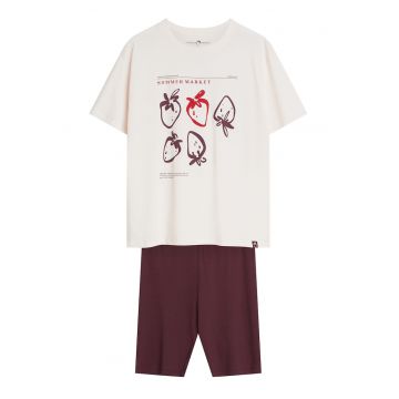 Pijama dama - Confort - Roz deschis - maro Evika - Grafic