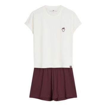 Pijama dama - Uni - Alb Crem - maro Evika - Uni