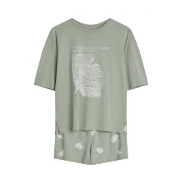 Pijama dama verde-alb - Floral