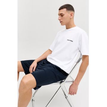 Pijama de bumbac cu pantaloni scurti - Alb/Albastru ultramarin