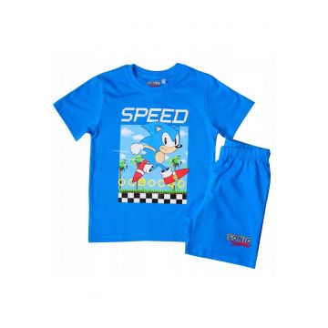 Pijama de vara cu maneca scurta - bumbac -  Speed 24272 - Albastru