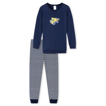 Pijama lunga de bumbac organic - Albastru inchis