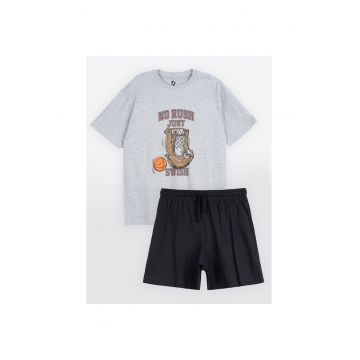 Pijama scurta cu imprimeu grafic